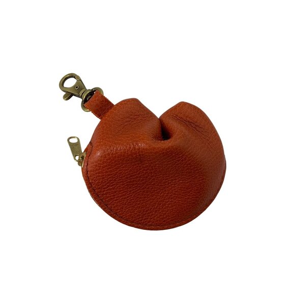 Portland Leather Goods Fortune Cookie Pouch Keychain Orange Leather Boho - Picture 2 of 16